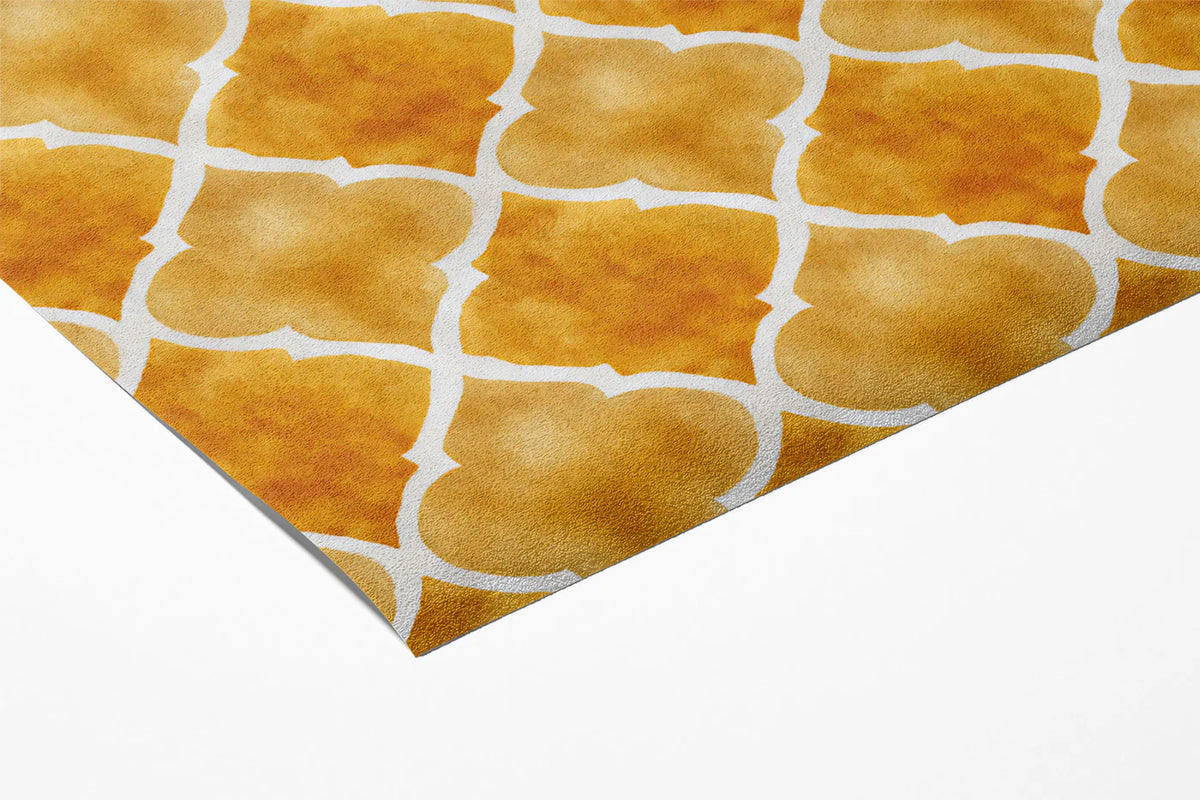 Watercolor Quatrefoil Mural Wallpaper — Warm Gold Geometric Mural Wallpaper - room preview 03