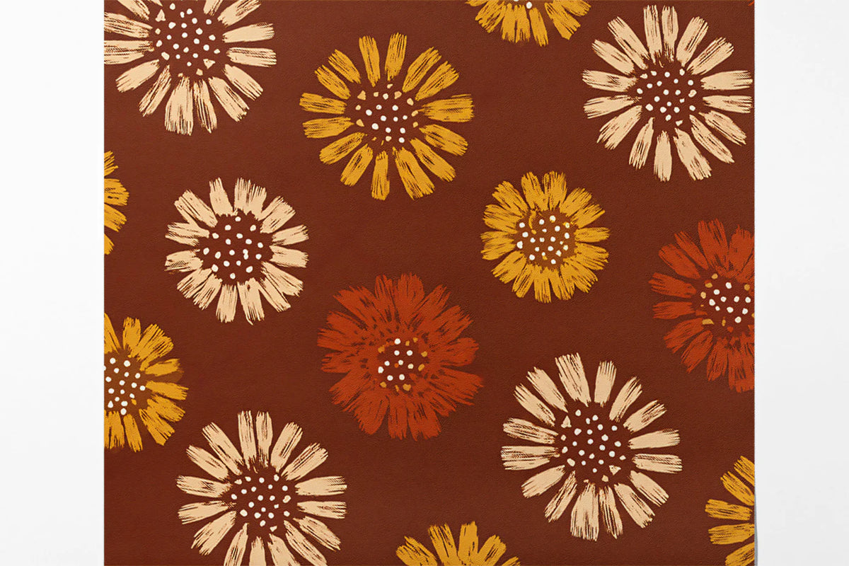 Rustic Daisy Meadow Mural Wallpaper — Earthy Warmth and Vintage Charm Mural Wallpaper - room preview 03