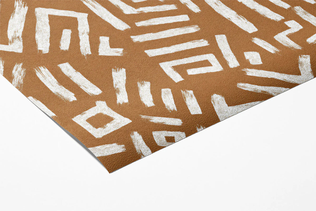 Abstract Tribal Clay Mural Wallpaper — Modern Hand-Drawn Lines Mural Wallpaper - room preview 03