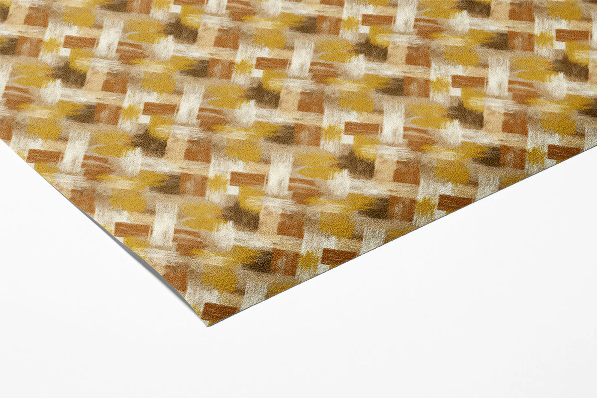 Woven Crosshatch Mural Wallpaper in Warm Ochre and Brown Mural Wallpaper - room preview 03