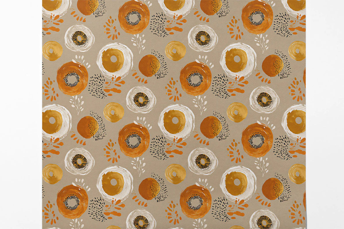 Abstract Painted Floral Mural Wallpaper in Warm Ochre and Gold Mural Wallpaper - room preview 03