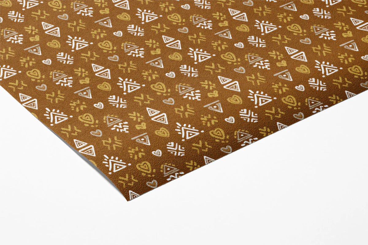 Modern Folk Motif Mural Wallpaper — Bohemian Earthy Pattern Mural Wallpaper - room preview 03