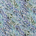 Abstract Botanical Mural Wallpaper — Blue and Sage Leaf Pattern Mural Wallpaper - room preview 03