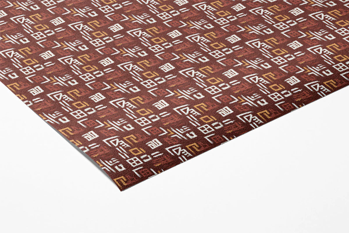 Abstract Tribal Motif Mural Wallpaper — Earthy Geometric Folk Art Mural Wallpaper - room preview 03
