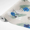 Abstract Painted Floral Mural Wallpaper — Sage and Cobalt Mural Wallpaper - room preview 03