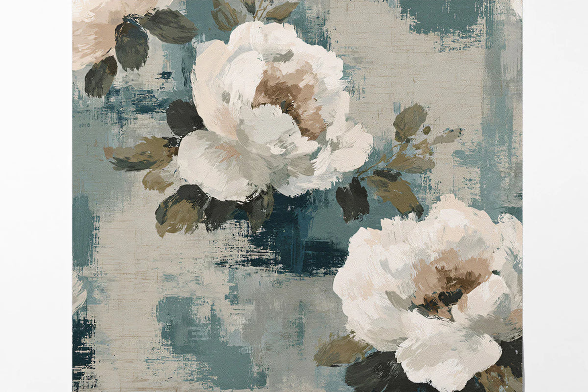 Brushstroke Floral Mural Wallpaper — Artistic Distressed Design Mural Wallpaper - room preview 03