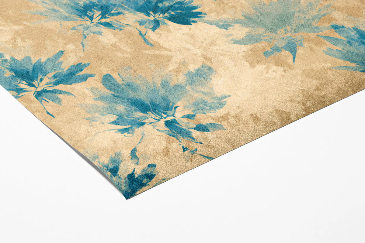Abstract Floral Bloom Mural Wallpaper — Indigo and Sand Mural Wallpaper - room preview 03
