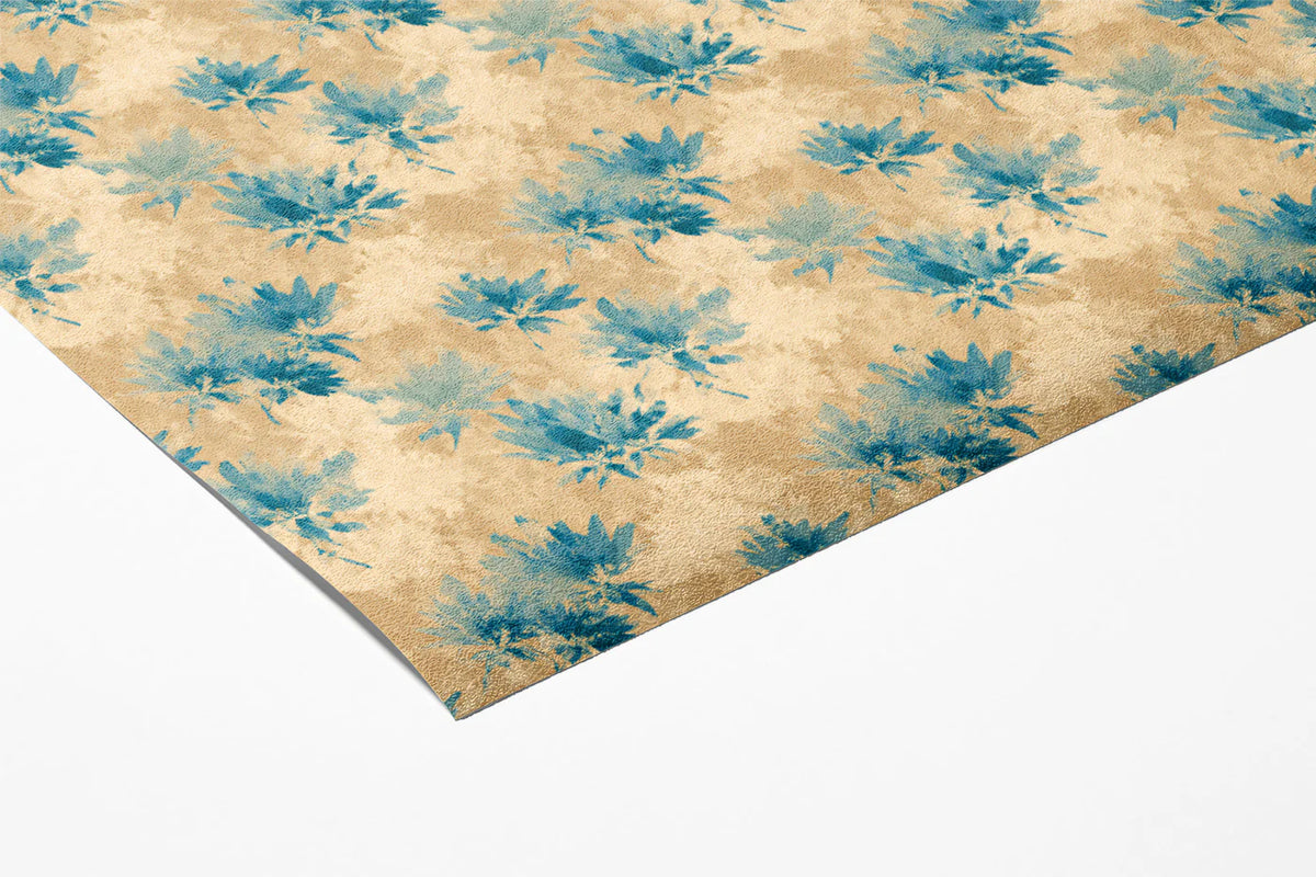 Abstract Floral Mural Wallpaper in Ocean Blue and Sand Mural Wallpaper - room preview 03