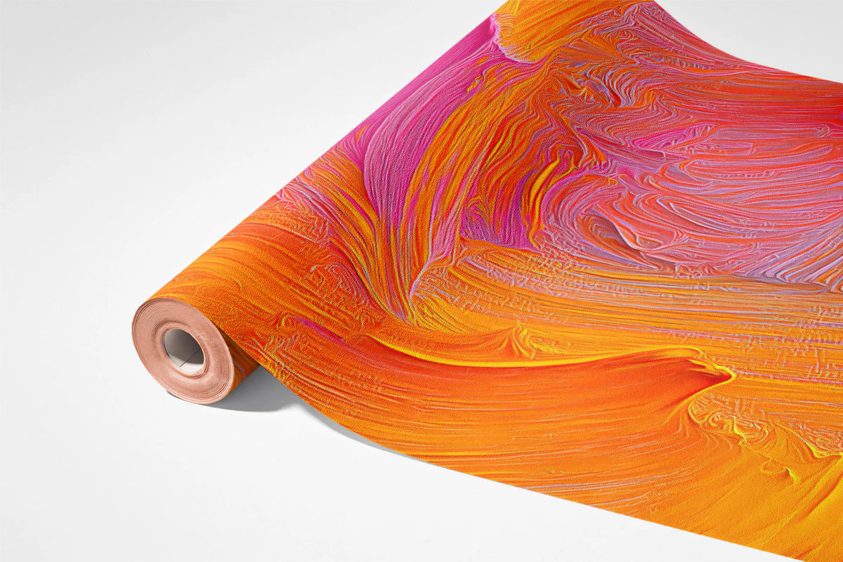 Abstract Impasto Mural Wallpaper — Energetic Brushstroke Art Mural Wallpaper - room preview 03
