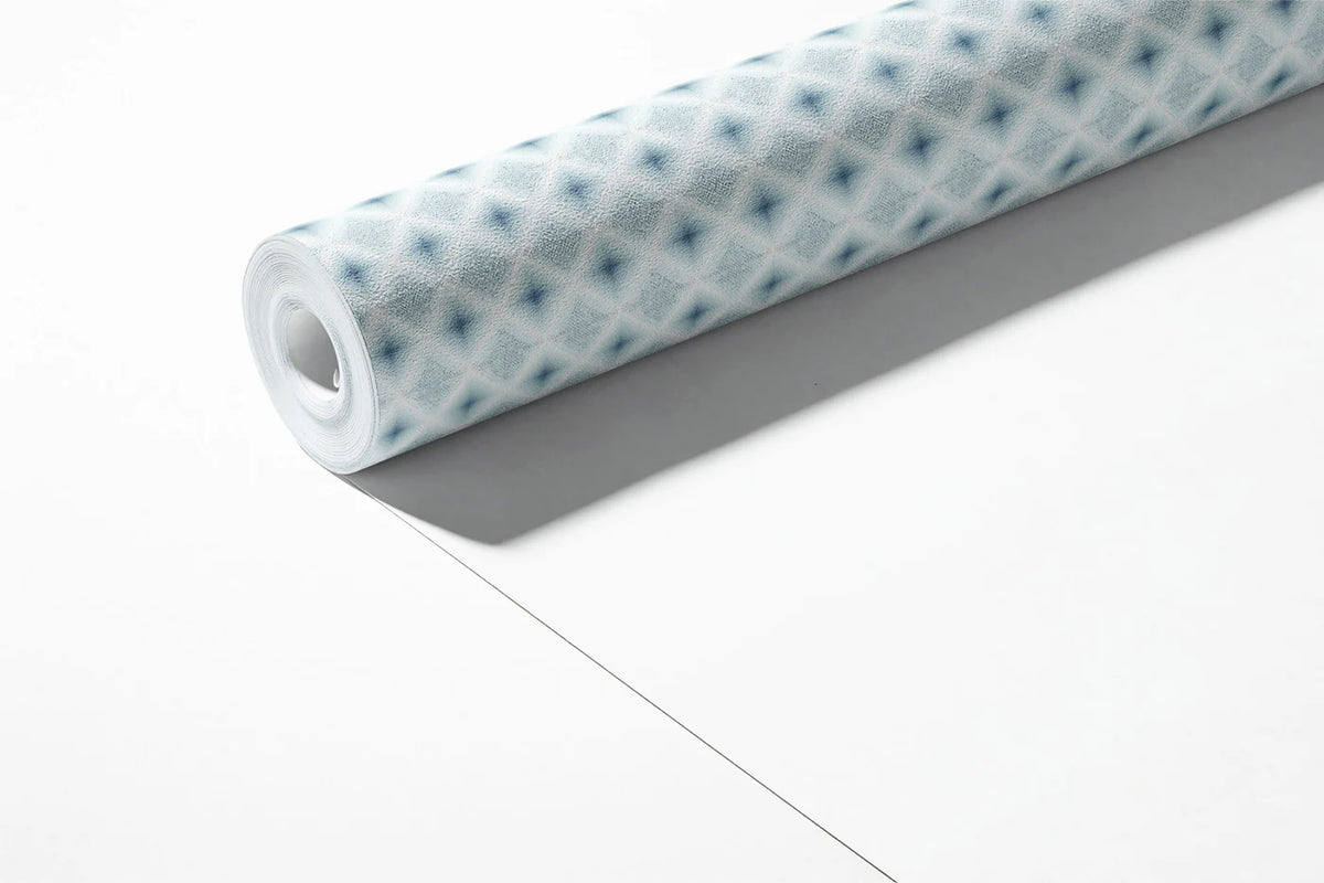 Geometric Diamond Mural Wallpaper — Soft Blue Minimalist Pattern Mural Wallpaper - room preview 03