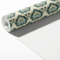 Vintage Damask Mural Wallpaper — Blue and Cream Floral Print Mural Wallpaper - room preview 03