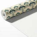 Art Nouveau Fan Floral Mural Wallpaper — Cream and Slate Blue Mural Wallpaper - room preview 03