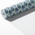 Traditional Damask Floral Mural Wallpaper — Cool Blue Leaf Pattern Mural Wallpaper - room preview 03