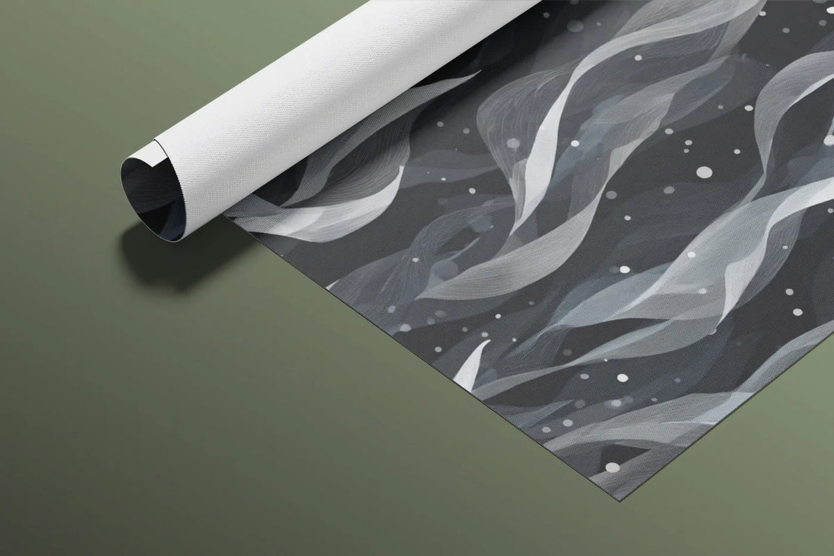 Abstract Ribbon Mural Wallpaper — Moody Monochrome Swirls Mural Wallpaper - room preview 03