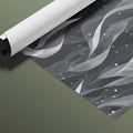Abstract Ribbon Mural Wallpaper — Moody Monochrome Swirls Mural Wallpaper - room preview 03