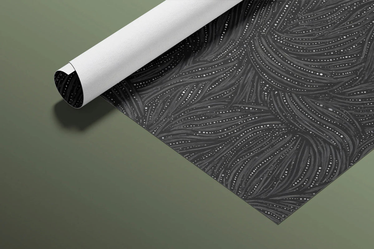 Abstract Swirl Mural Wallpaper — Moody Charcoal and White Ink Lines Mural Wallpaper - room preview 03