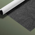 Abstract Swirl Mural Wallpaper — Moody Charcoal and White Ink Lines Mural Wallpaper - room preview 03
