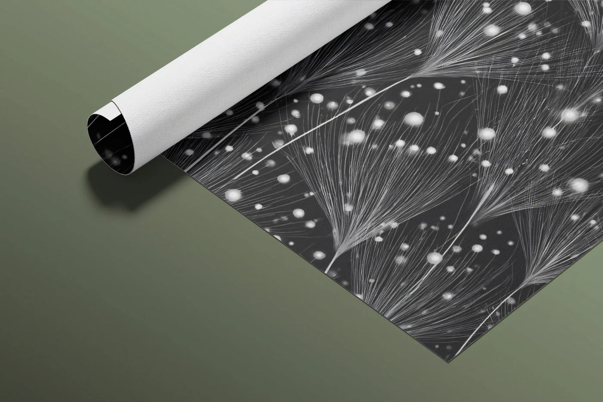 Abstract Dandelion Mural Wallpaper — Modern Monochrome Botanical Mural Wallpaper - room preview 03