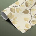 Abstract Botanical Mural Wallpaper — Muted Branch and Leaf Pattern Mural Wallpaper - room preview 03