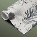 Monochrome Botanical Mural Wallpaper — Expressive Ink Illustration Mural Wallpaper - room preview 03