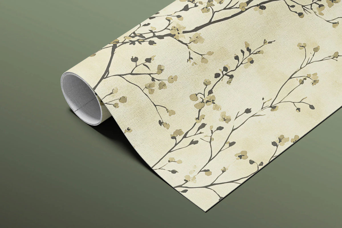Minimalist Botanical Mural Wallpaper — Ink Branch Pattern Mural Wallpaper - room preview 03