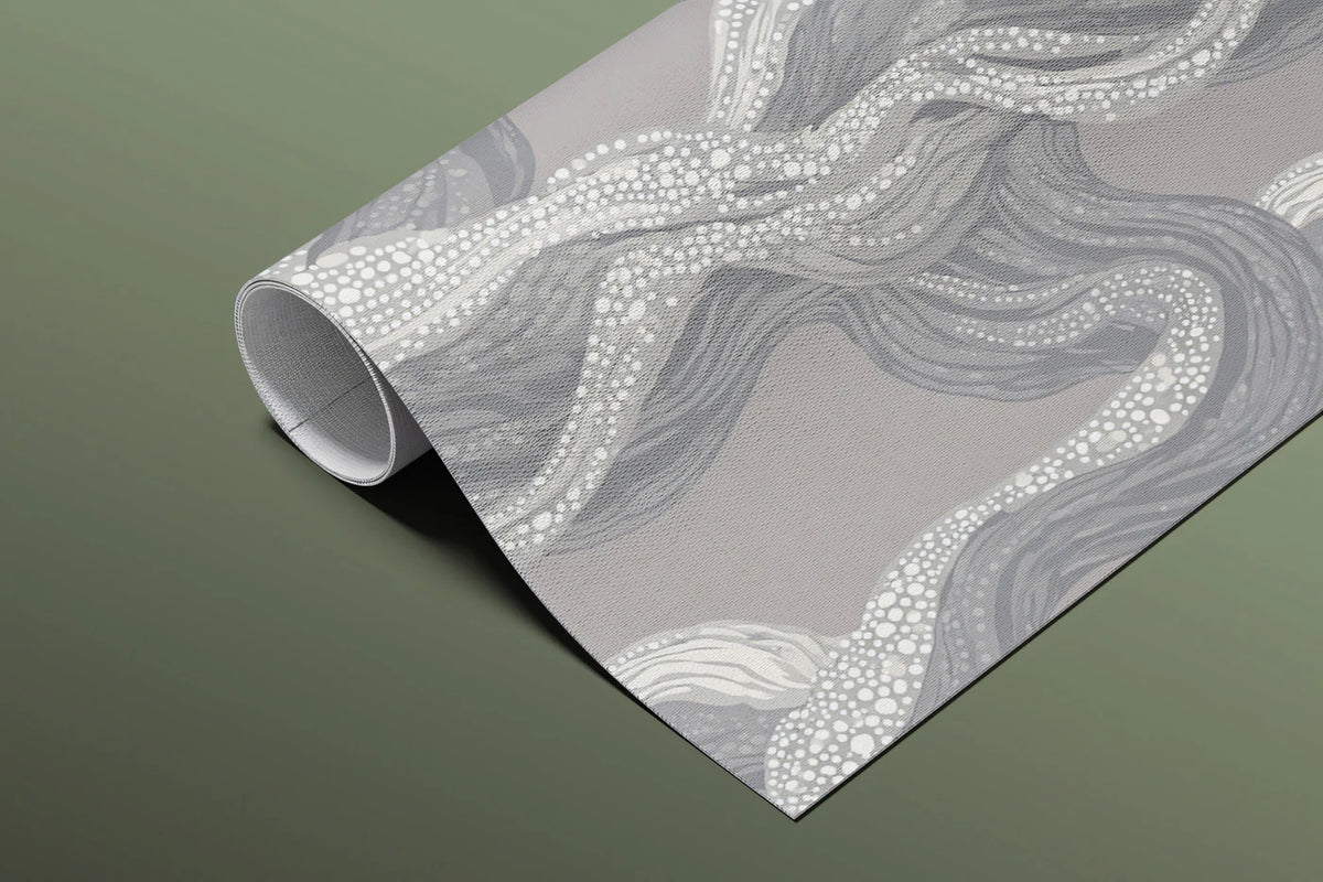Abstract Swirl Mural Wallpaper — Minimalist Ribbon Pattern Mural Wallpaper - room preview 03
