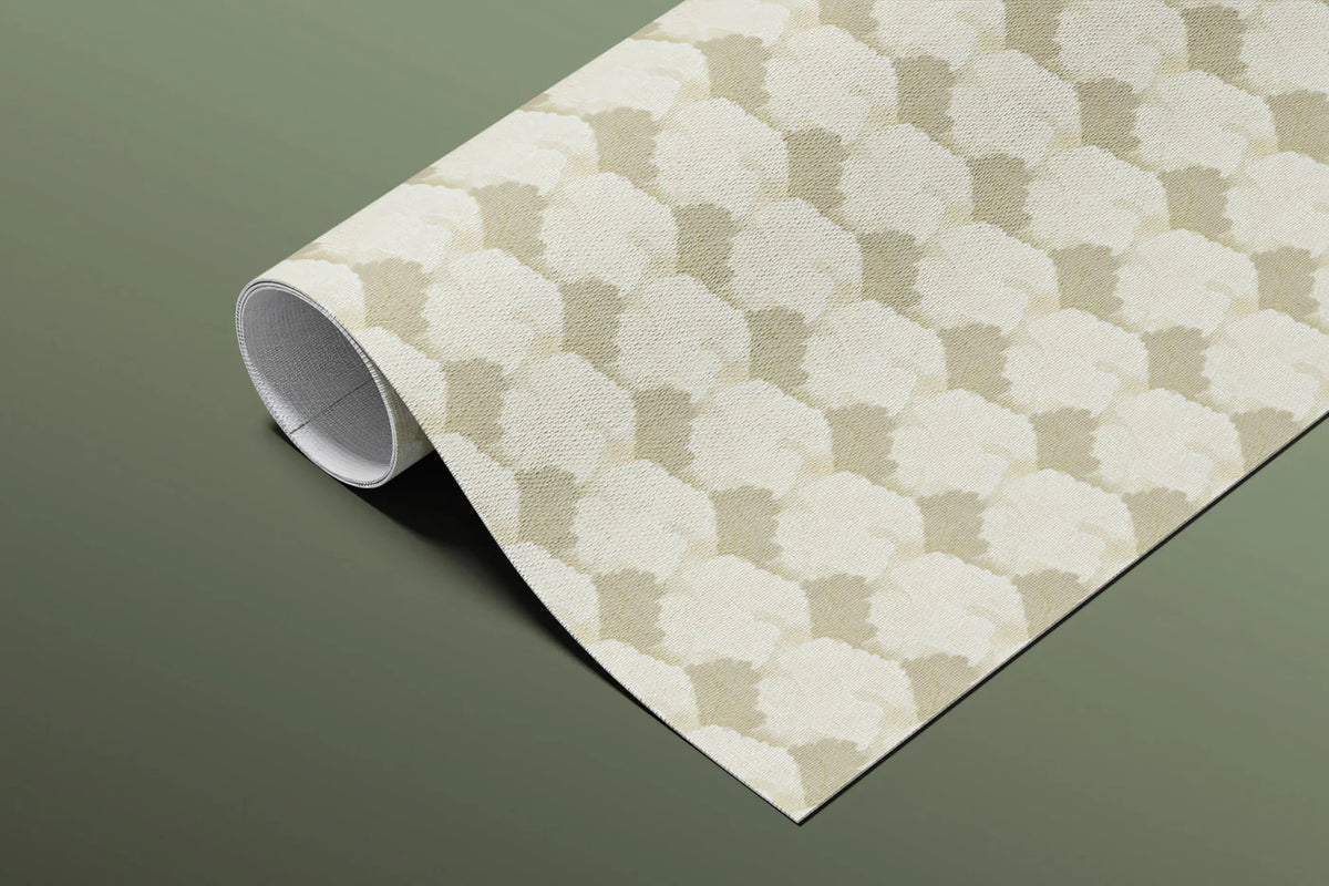 Minimalist Floral Damask Mural Wallpaper — Soft Neutral Pattern Mural Wallpaper - room preview 03