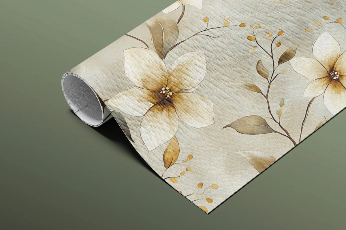 Abstract Botanical Mural Wallpaper — Soft Earthy Floral Print Mural Wallpaper - room preview 03