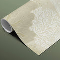 Sculptural Ginkgo Leaf Mural Wallpaper — Neutral Minimalist Mural Wallpaper - room preview 03