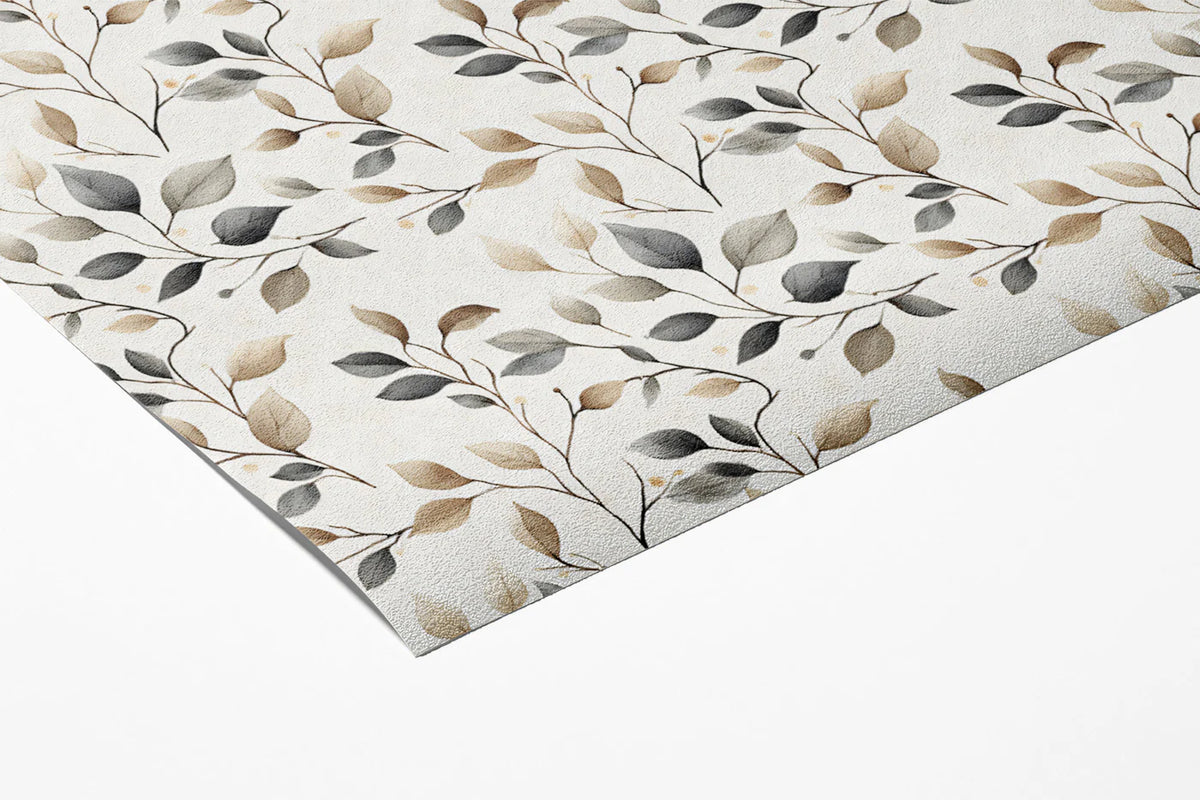 Minimalist Leaf Branch Mural Wallpaper — Soft Earthy Tones Mural Wallpaper - room preview 03