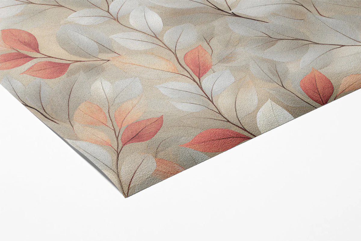 Abstract Botanical Mural Wallpaper — Soft Pink and Gray Leaf Trail Mural Wallpaper - room preview 03