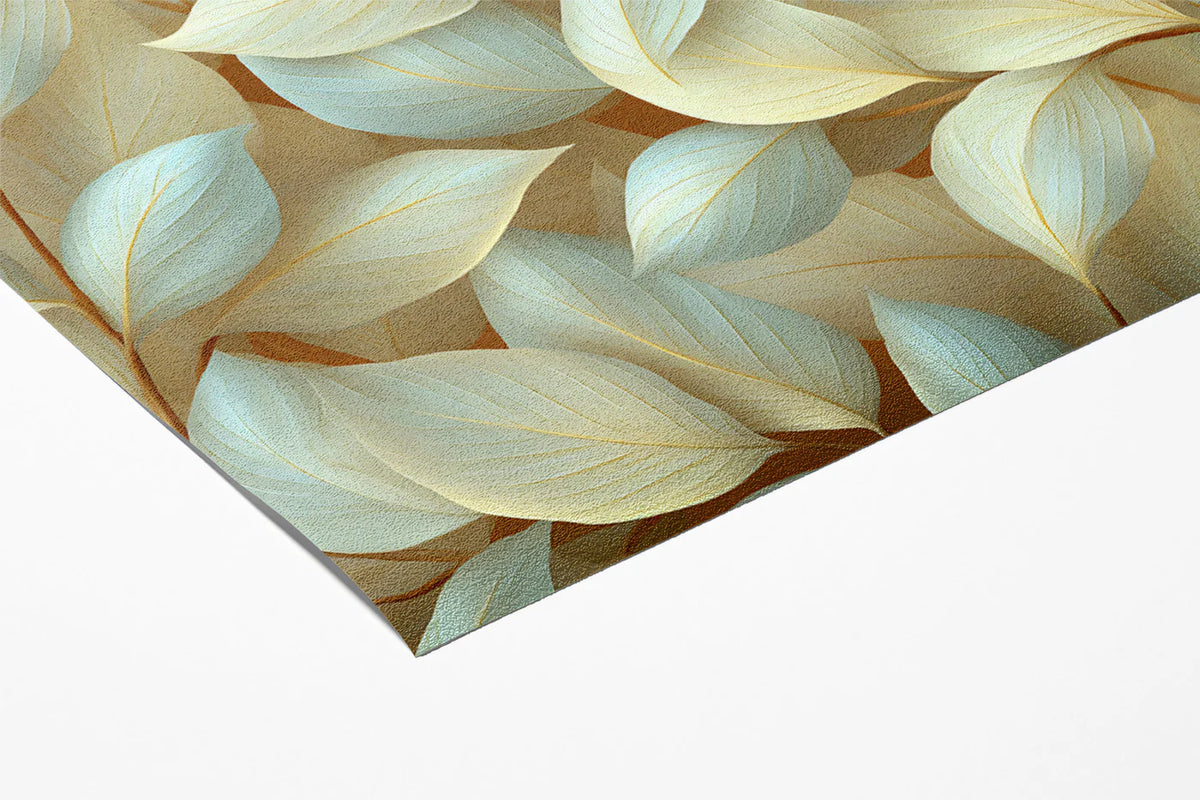 Sculptural Leaf Mural Wallpaper — Neutral Botanical Design Mural Wallpaper - room preview 03