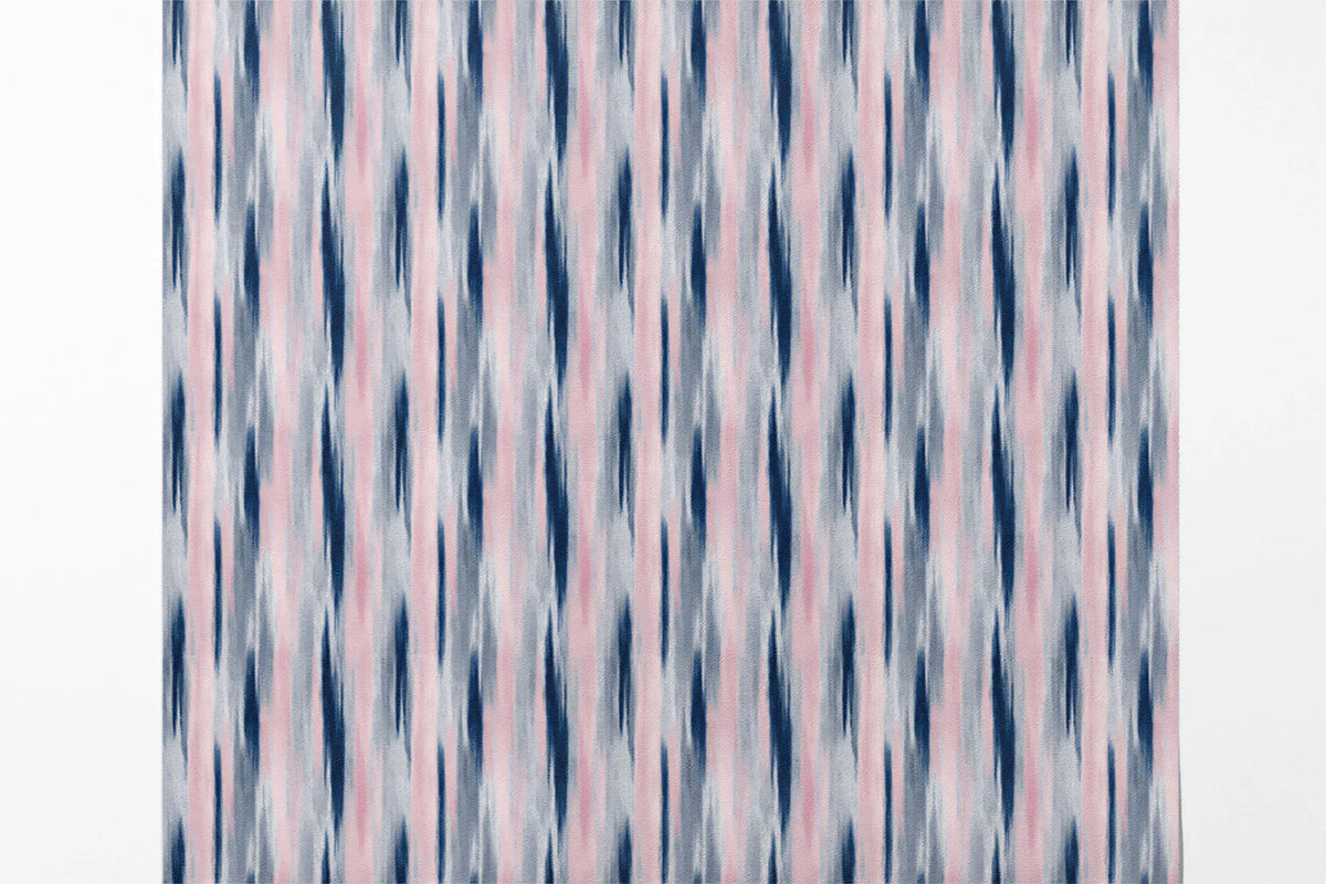 Abstract Ikat Stripe Mural Wallpaper — Soft Navy and Pastel Pink Mural Wallpaper - room preview 03