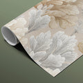 Abstract Foliage Mural Wallpaper — Soft Tan and Gray Leaves Mural Wallpaper - room preview 03
