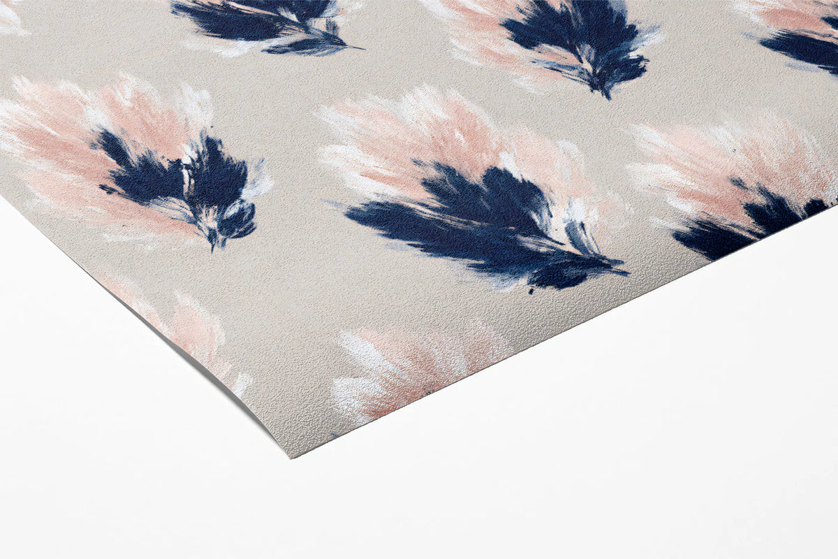 Abstract Feather Mural Wallpaper — Soft Navy and Blush Strokes Mural Wallpaper - room preview 03