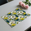 Abstract Floral Mural Wallpaper in Ochre and Teal Brushstrokes Mural Wallpaper - room preview 03