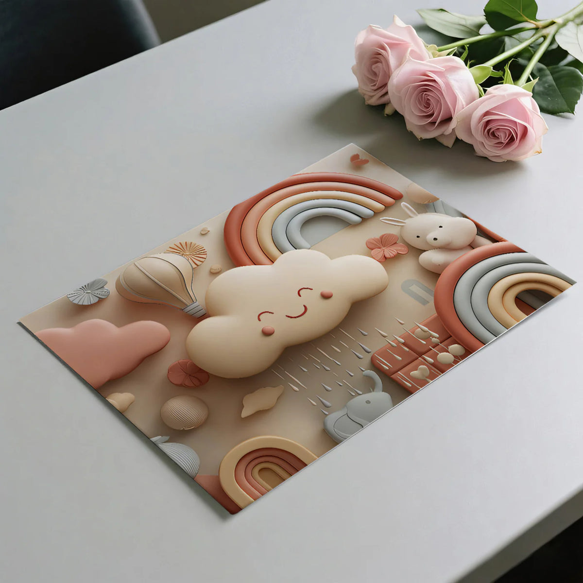 3D Pastel Cloud and Rainbow Mural Wallpaper — Whimsical Decor Mural Wallpaper - room preview 03