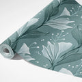 Ethereal Teal Floral Vine Mural Wallpaper — Modern Botanical Mural Wallpaper - room preview 03