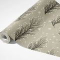 Winter Sprig Mural Wallpaper — Calm Neutral Botanical Mural Wallpaper - room preview 03