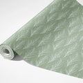 Feathered Leaf Mural Wallpaper — Muted Sage Green Botanical Mural Wallpaper - room preview 03