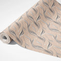 Woven Botanical Mural Wallpaper — Soft Dusty Rose and Gray Mural Wallpaper - room preview 03