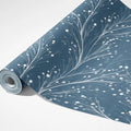 Winter Frost Botanical Mural Wallpaper — Blue and White Sprigs Mural Wallpaper - room preview 03