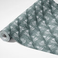 Diagonal Lily Floral Mural Wallpaper — Muted Teal and Gray Mural Wallpaper - room preview 03