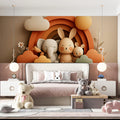 3D Boho Animal Friends Mural Wallpaper — Warm Terracotta Arch Mural Wallpaper - room preview 03