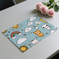 Doodle Animal Friends Mural Wallpaper — Whimsical Sky Blue Design Mural Wallpaper - room preview 03