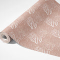 Stylized Coral Reef Mural Wallpaper — Dusty Rose and White Mural Wallpaper - room preview 03