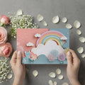 Paper-Cut Flower Rain Mural Wallpaper — Whimsical Pastel Scene Mural Wallpaper - room preview 03
