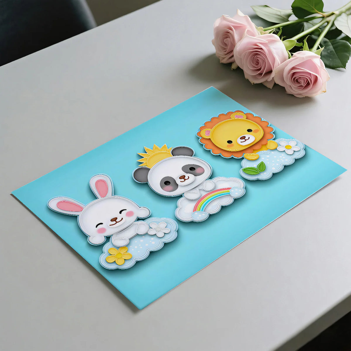 Charming Cloud Animals Mural Wallpaper — Bright Kids Room Decor Mural Wallpaper - room preview 03