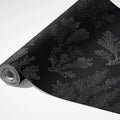 Stippled Coral Damask Mural Wallpaper — Gothic Black and Charcoal Mural Wallpaper - room preview 03