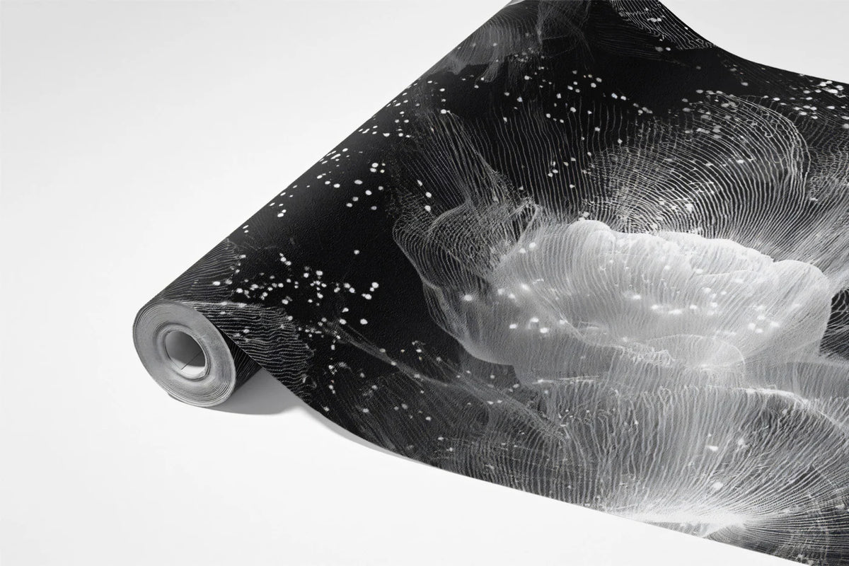 Fiber Optic Floral Mural Wallpaper — High-Contrast Modern Art Mural Wallpaper - room preview 03